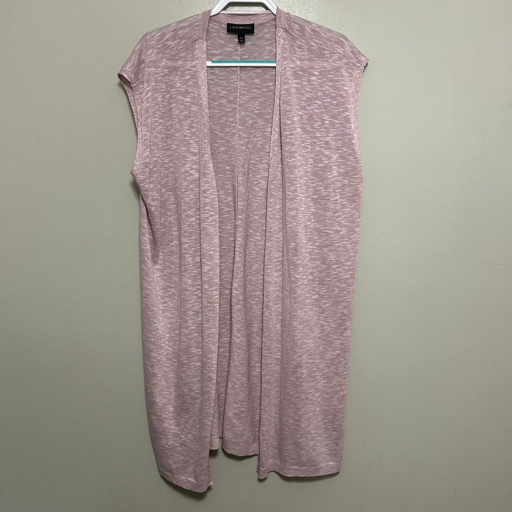 Lane Bryant Cardigan 18/20 Mauve Pink Sleeveless Space Dye Duster Lagenlook Knit
